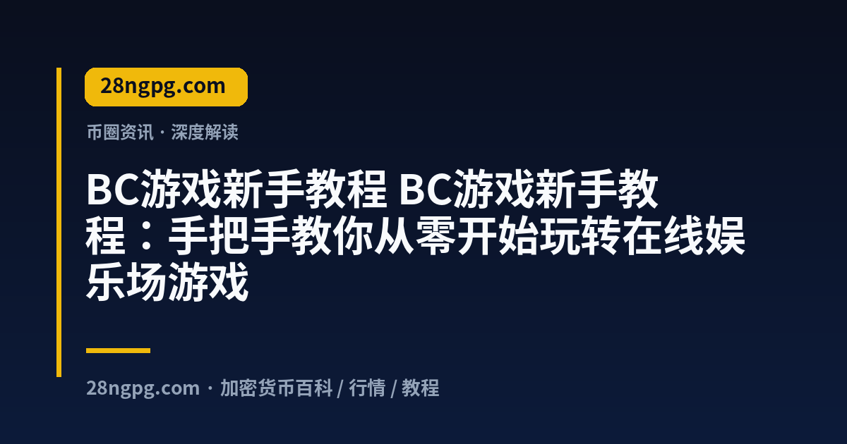 BC游戏新手教程 视频封面
